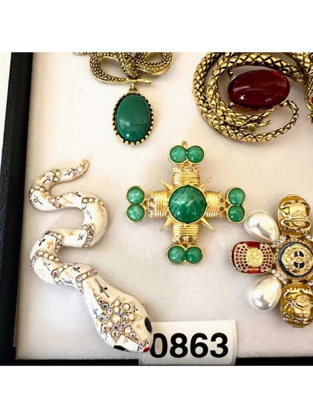 Costume Jewelry Lot Brooches Pins Snakes Maltese Crosses Gold Tone